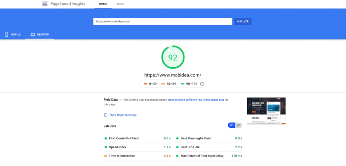 google pagespeed insights