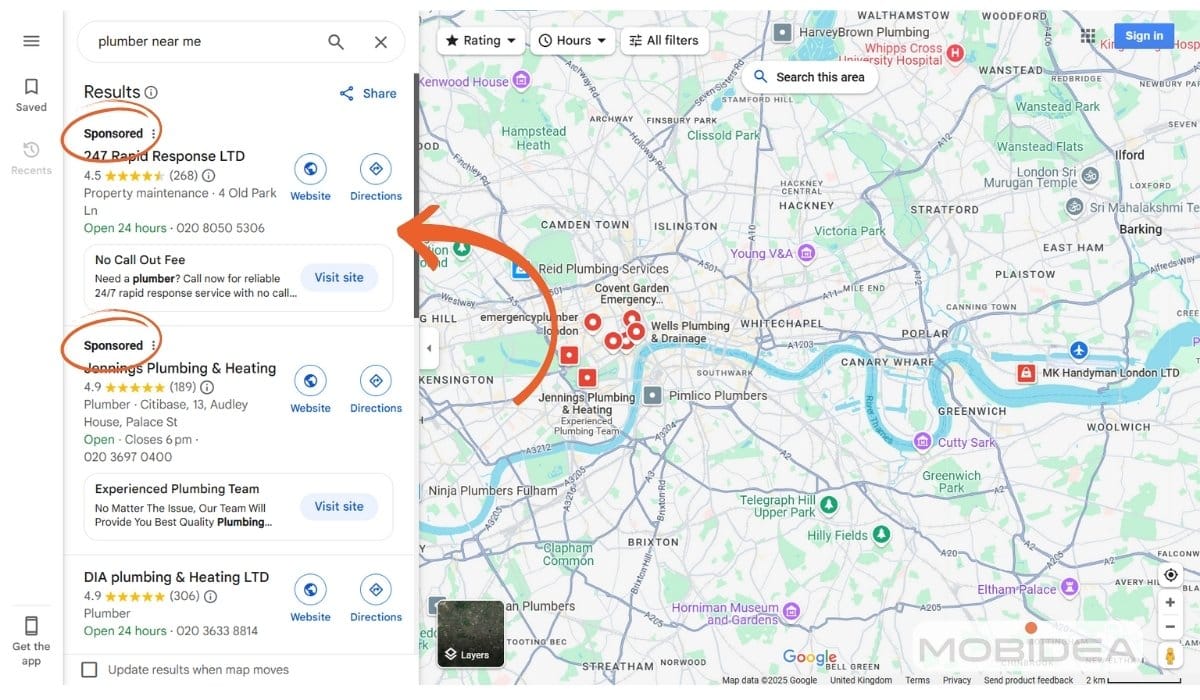 native ads in-map content