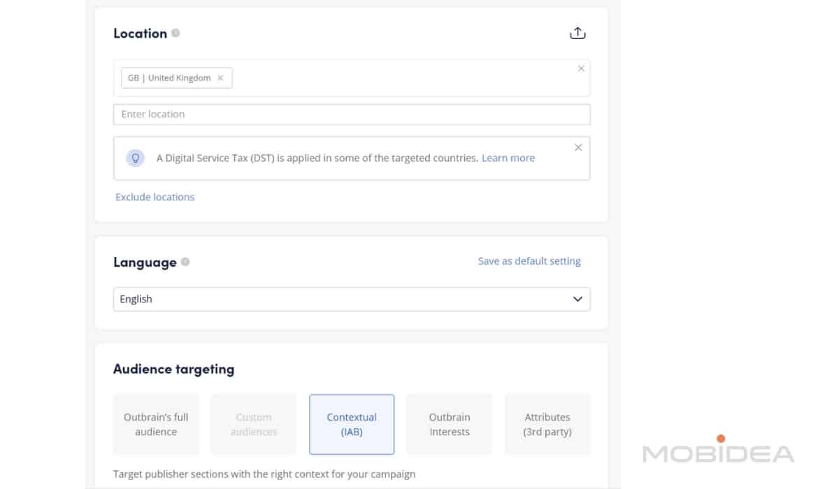 native ads targeting settings