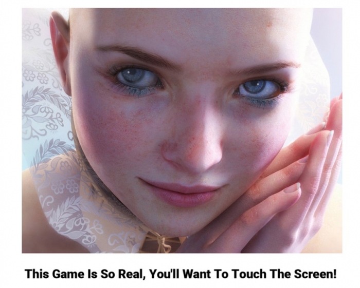 bald woman with blue eyes