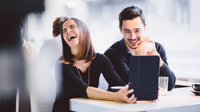 couple laughing