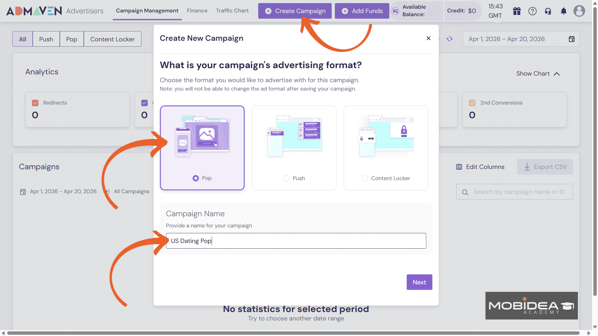 admaven create new campaign 1