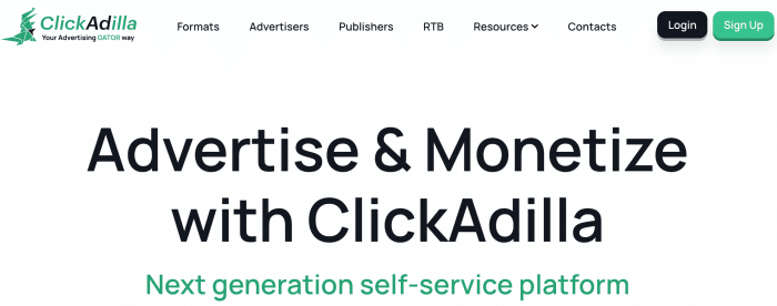 clickadilla homepage for best ad networks