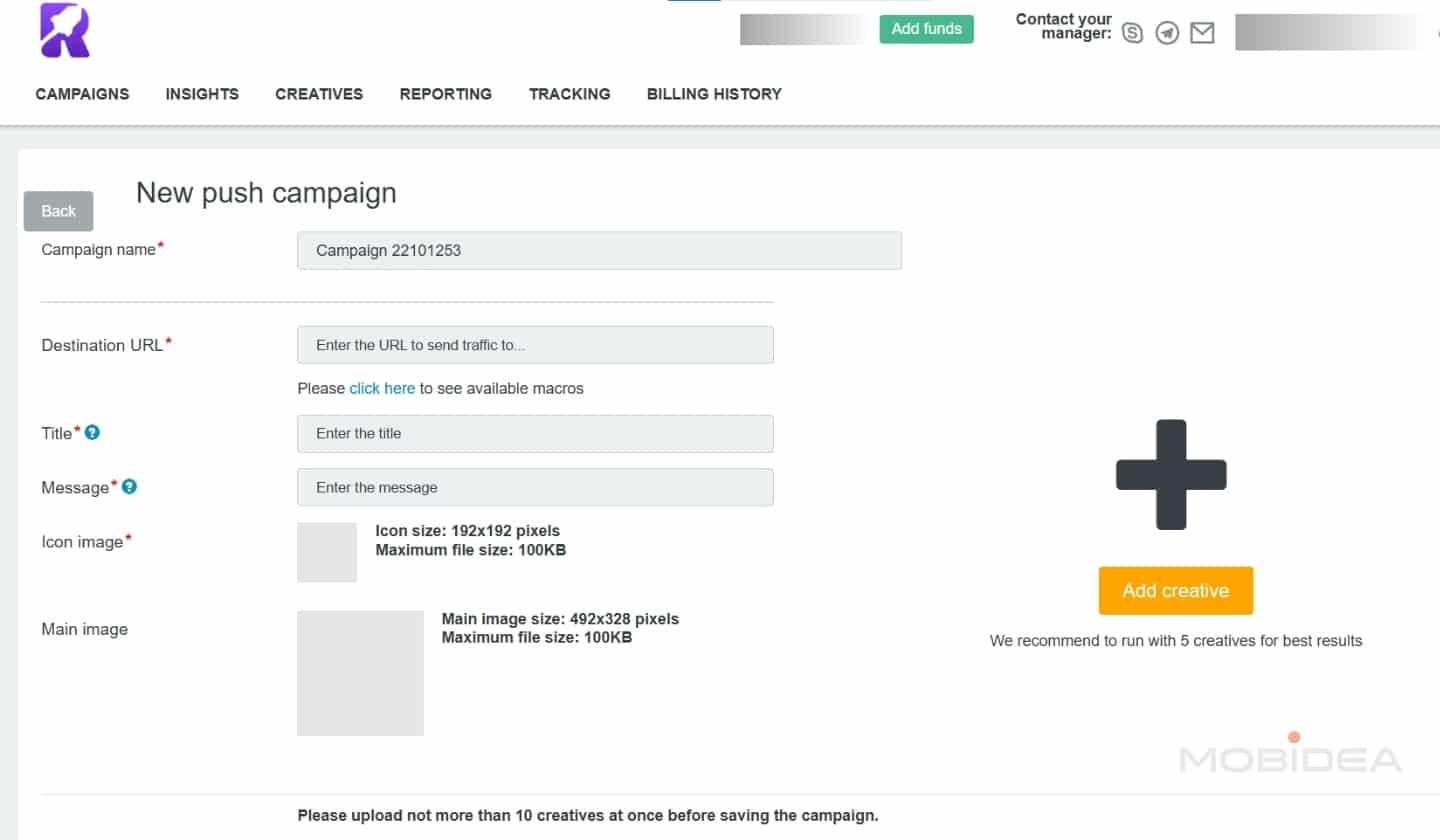 create campaign 2 roiads